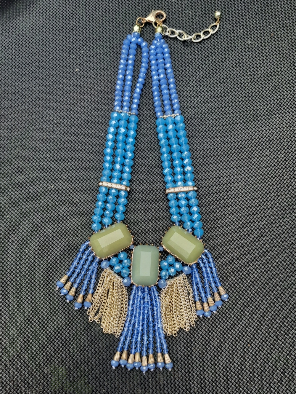 Blue Beaded Statement Necklace